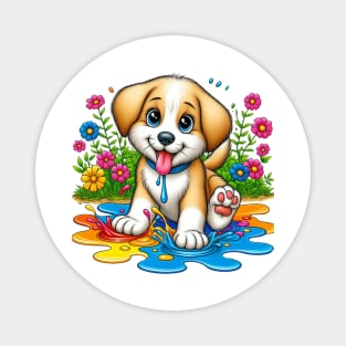 Colorful Splash Baby Dog Magnet